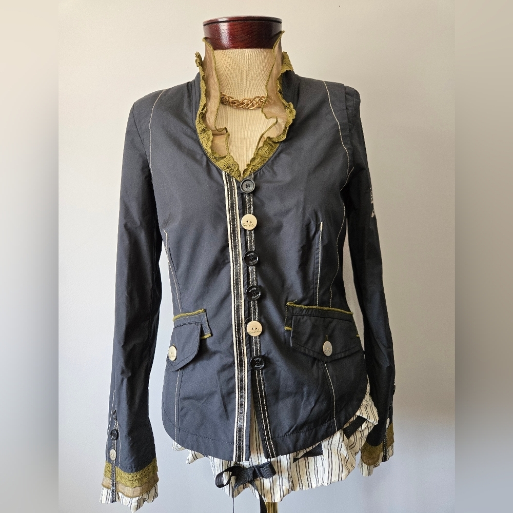 SPORTALM AUSTRIA "Vanilla Sky" Unique Navy Jacket With Shirt Underlayer.  Small - Picture 8 of 16